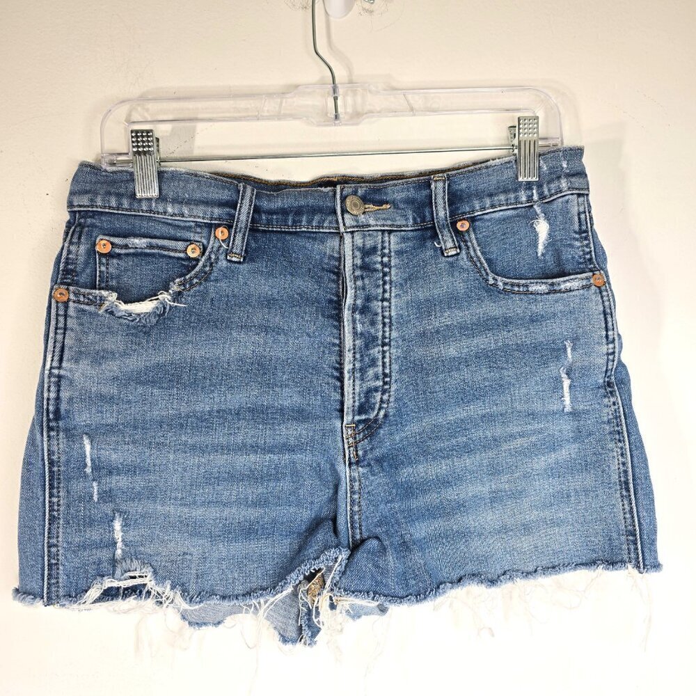 Vintage GAP Cheeky Straight Distressed Button Fly Cut Off Raw Hem Denim Jeans